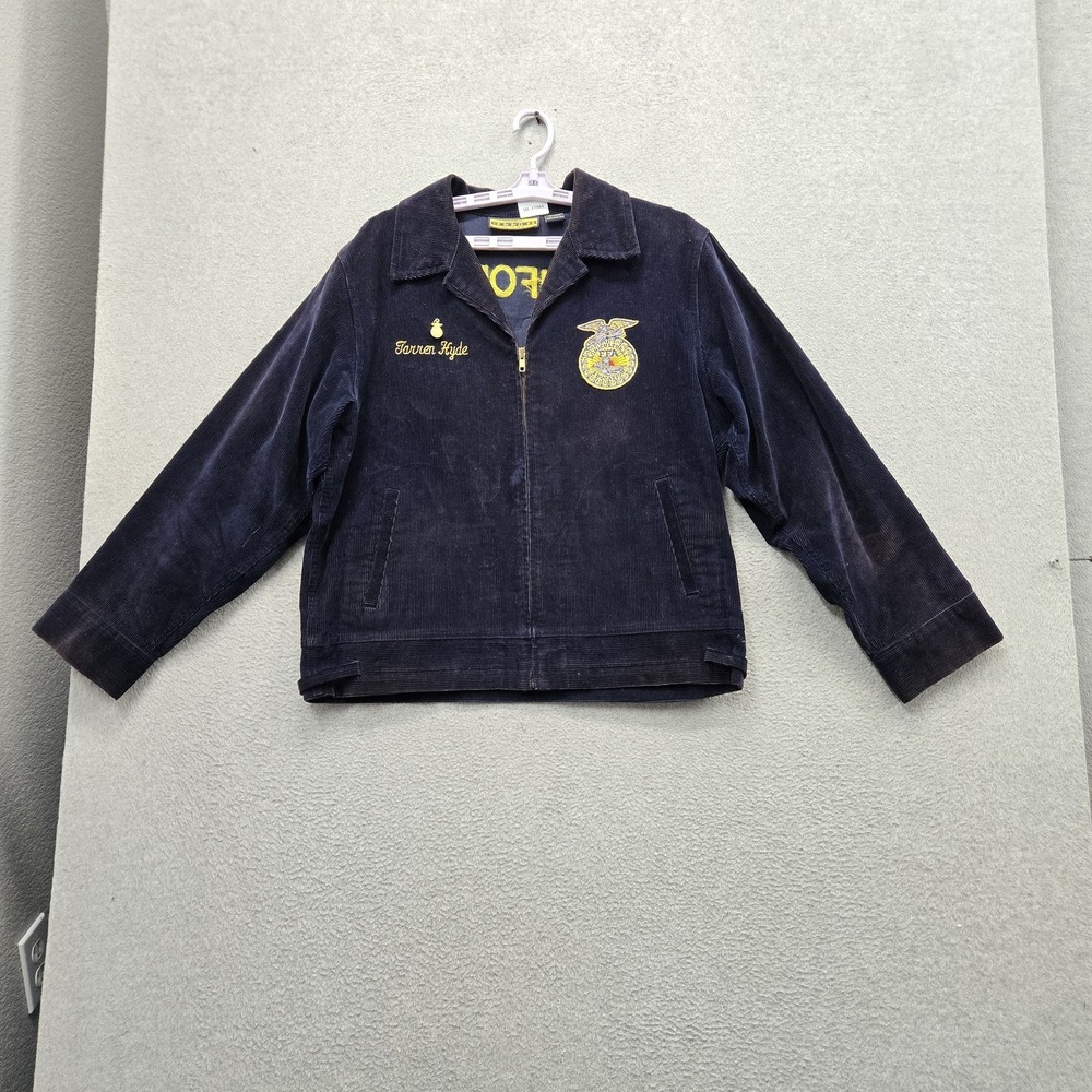 VINTAGE FFA Men Jacket 100-42 Navy Logo Corduroy California Summerville READ